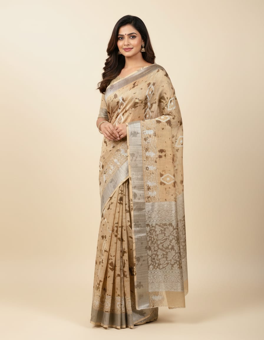 Linen Cotton Saree with Running Blouse
