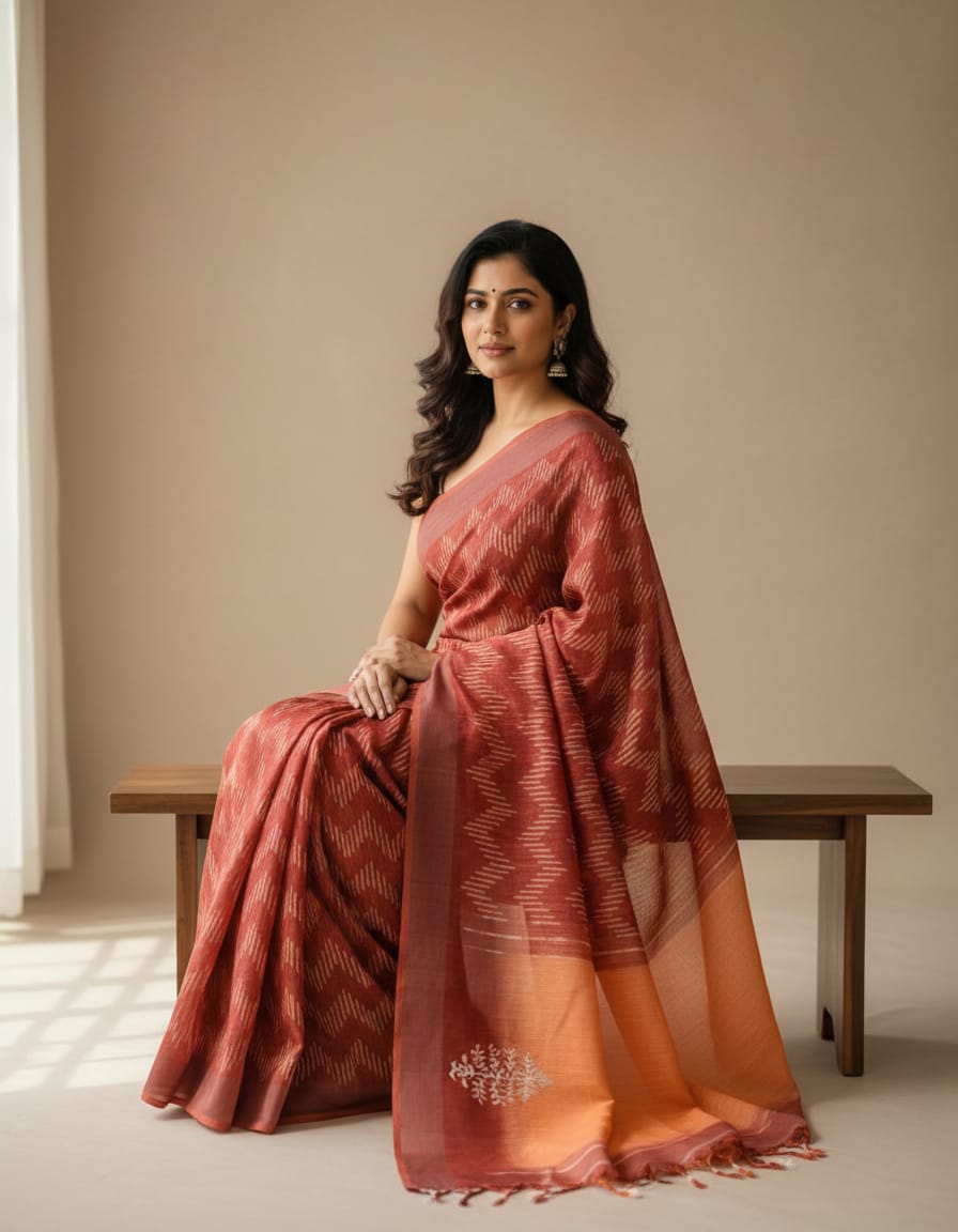 Linen Saree with Running Blouse
